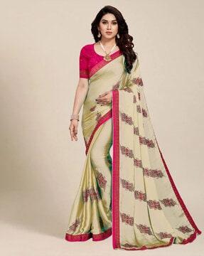 embellished saree with blouse piece