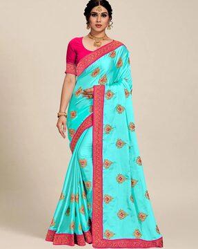 embellished saree with blouse piece