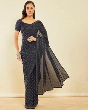 embellished saree with border