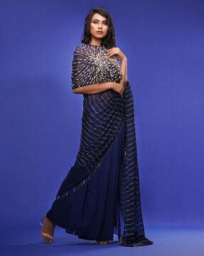 embellished saree with cape