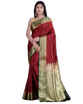 embellished saree with contrast border