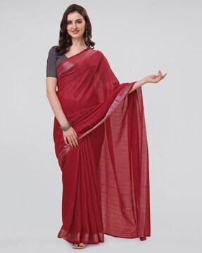 embellished saree with contrast border