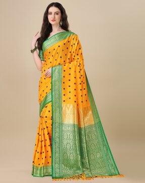 embellished saree with contrast border