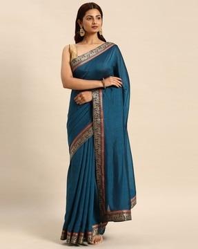 embellished saree with contrast border