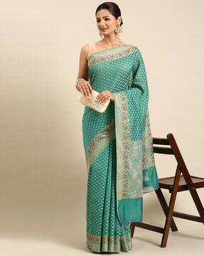 embellished saree with contrast border