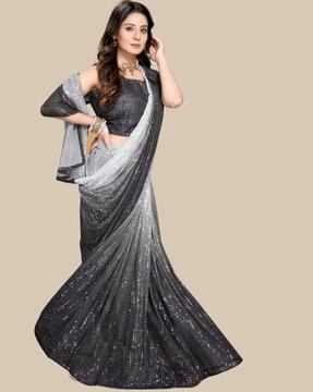 embellished saree with contrast border