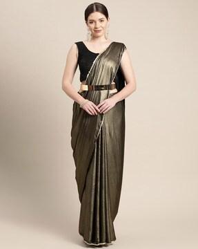 embellished saree with contrast border