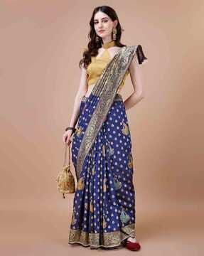 embellished saree with contrast border