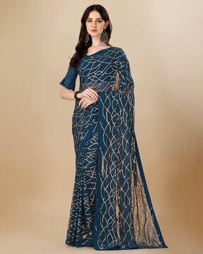 embellished saree with contrast border