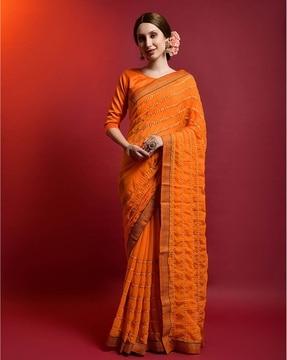 embellished saree with contrast zari border