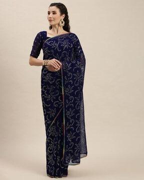 embellished saree with lace border