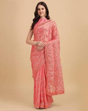 embellished saree with lace border