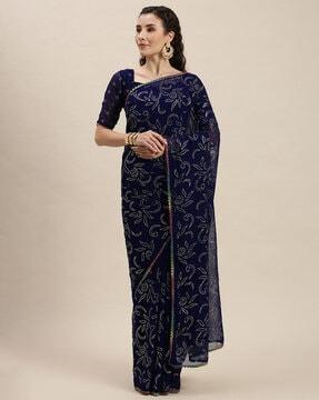 embellished saree with lace border