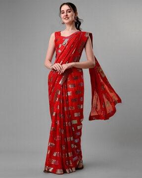 embellished saree with lace border