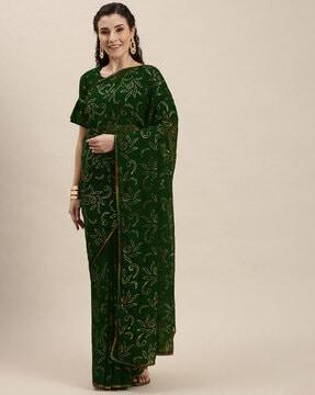 embellished saree with lace border