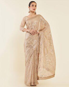 embellished saree with lace border