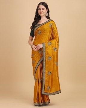 embellished saree with lace border