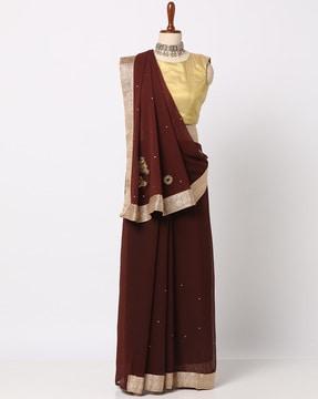 embellished saree with patch border