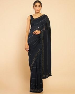 embellished saree with ruffle accent