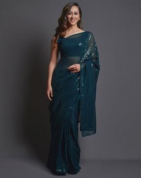 embellished saree with sequins detail
