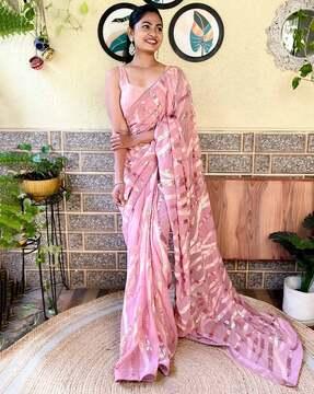 embellished saree with striped border