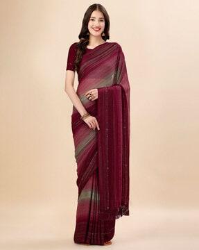 embellished saree with tassels