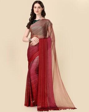 embellished saree with tassels