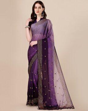 embellished saree with tassels