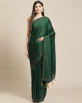 embellished saree with tassels