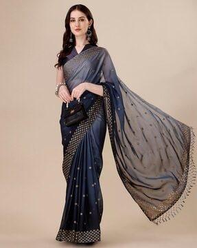 embellished saree with tassels