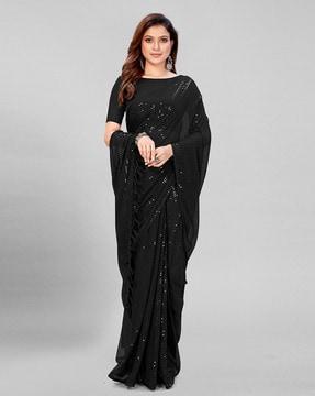 embellished saree with tassels