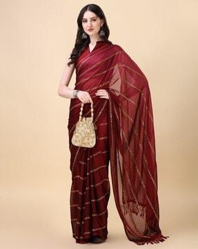 embellished saree with tassels