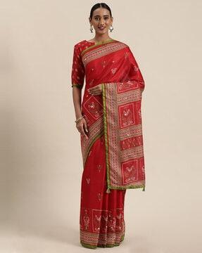 embellished saree with tassels