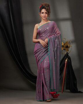 embellished saree with tassels