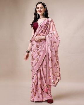 embellished saree with tassels