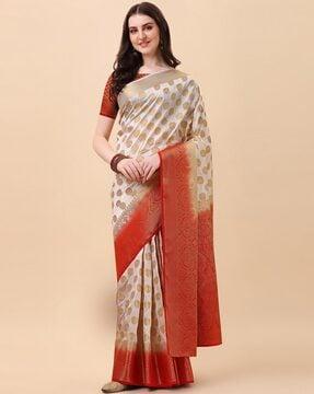 embellished saree with zari accent
