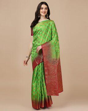 embellished saree with zari accent
