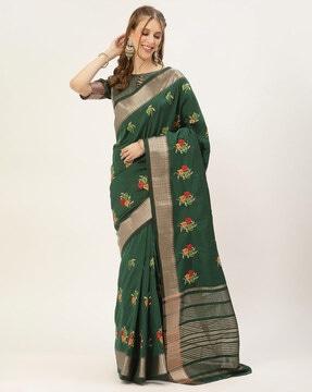 embellished saree with zari border