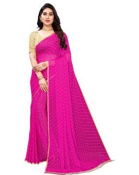 embellished saree with zari border