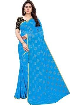 embellished saree with zari border