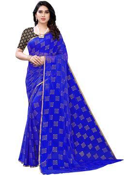 embellished saree with zari border