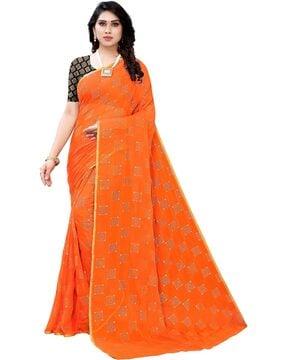 embellished saree with zari border