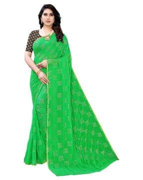 embellished saree with zari border