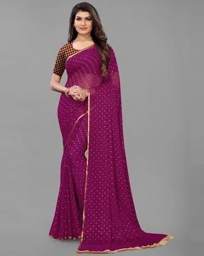 embellished saree with zari border