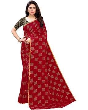 embellished saree with zari border