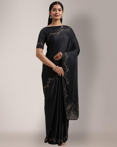 embellished satin saree