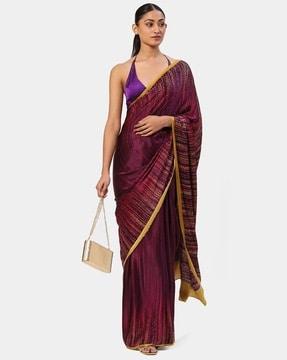 embellished satin saree