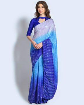 embellished satin saree