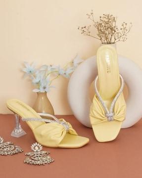 embellished sculpture heeled sandals