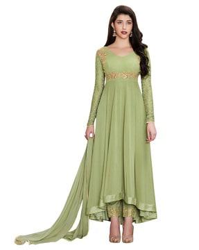 embellished semi-stitched anarkali dress